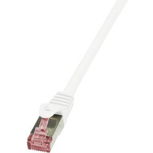 LogiLink CQ2021S RJ45 Netwerkkabel, patchkabel CAT 6 S/FTP 0.50 m Wit Vlambestendig, Snagless 1 stuk(s)