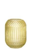 J-Line Vaas Recht Geslepen Glas Geel Medium - Bloemenvaas 19 cm hoog