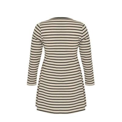 Yoek gestreepte longsleeve ecru/zwart