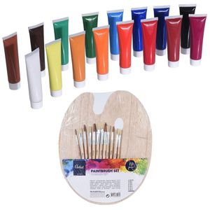 Hobby/knutsel schilderen set acryl verf met palet en kwasten   -