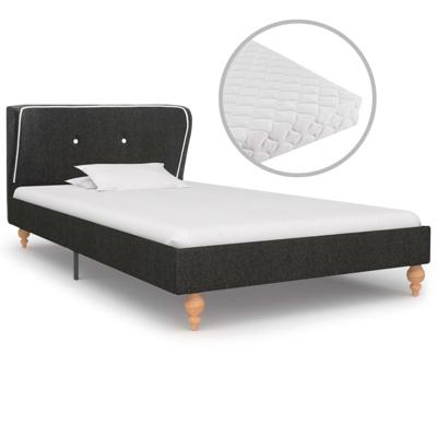 vidaXL Bed met matras jute donkergrijs 90x200 cm