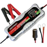 Dino 10A-12V/24V Acculader met Continuspanningsuitgang, IP20 voor Auto, Zrachtwagen, Motorfiets, Quad, ATV, Boot, Zilver