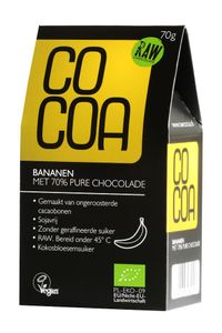 Cocoa Bananen Pure 70% Chocolade RAW 70 gram