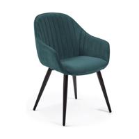 Kave Home Fabia eetkamerstoel turquoise velvet