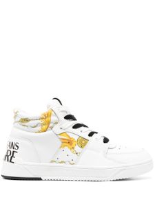 Versace Jeans Couture baskets en cuir à logo imprimé - Blanc