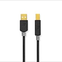 Nedis CCBW60100AT10 USB-kabel | USB 2.0 | USB-A stekker | USB-B stekker | 480 Mbps | verguld | 1,0 m | rond | PVC | antraciet | box