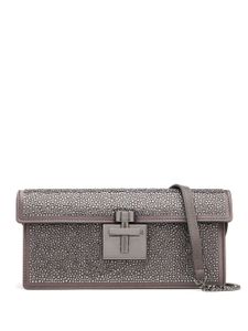 Oscar de la Renta pochette Alibi à ornements en cristal - Gris