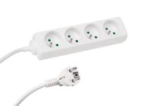 Perel Stekkerdoos, 4 stopcontacten met penaarde (type E), kabel 5 m, 3G1.5, gebruik binnenshuis, wit
