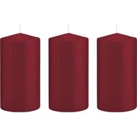 3x Kaarsen bordeauxrood 8 x 15 cm 69 branduren sfeerkaarsen   -