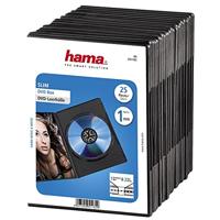 Hama DVD-hoes Slim 25-pack (ook geschikt voor CD's en Blu-Rays) extra smal, met folie om de cover in te steken, zwart