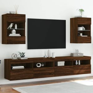 Tv-wandmeubels met LED 2 st 40x30x60,5 cm bruineikenkleurig