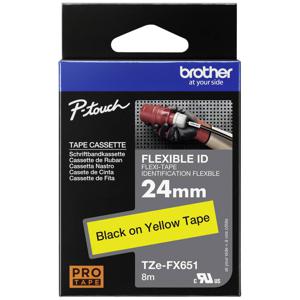 Labeltape flexibel Brother TZe-FX, TZ-FX TZe-FX651 Tapekleur: Geel Tekstkleur:Zwart 24 mm 8 m