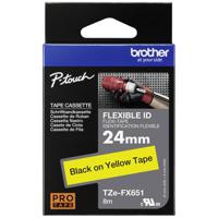 Labeltape flexibel Brother TZe-FX, TZ-FX TZe-FX651 Tapekleur: Geel Tekstkleur:Zwart 24 mm 8 m - thumbnail