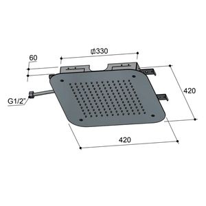 Hotbath Hoofddouche Gal Inbouw Vierkant 42x42 cm Geborsteld Nikkel PVD