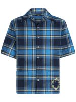 ETRO Pegaso-embroidered checked shirt - Bleu