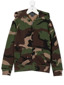 Ralph Lauren Kids hoodie zippé à imprimé camouflage - Vert