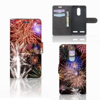 Lenovo K6 Wallet Case met Pasjes Vuurwerk
