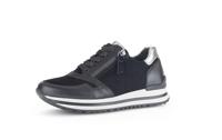Gabor Low-Top sneakers voor dames, lage schoenen, comfortabel extra breed (H), Zwart antiek zilver 37, 40 EU Breed