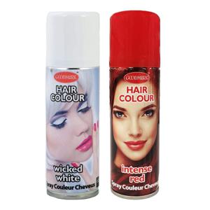 Set van 2x kleuren haarverf/haarspray van 125 ml - Rood en Wit