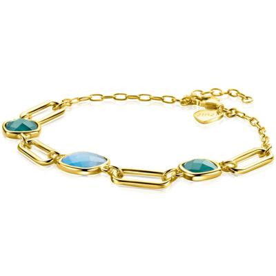 Zinzi ZIA2332 Armband zilver-kleursteen goudkleurig-groen-turquoise 17-20 cm Zinzi ZIA2332 Armband zilver-kleursteen goudkleurig-groen-turquoise 17-20 cm