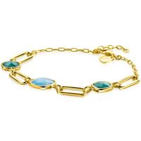 Zinzi ZIA2332 Armband zilver-kleursteen goudkleurig-groen-turquoise 17-20 cm