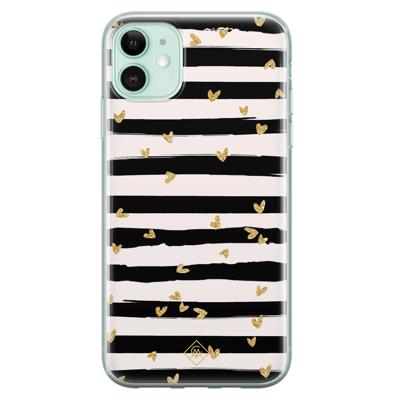 iPhone 11 siliconen telefoonhoesje - Hart streepjes