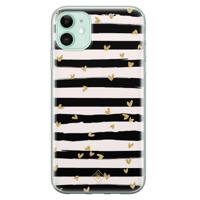 iPhone 11 siliconen telefoonhoesje - Hart streepjes