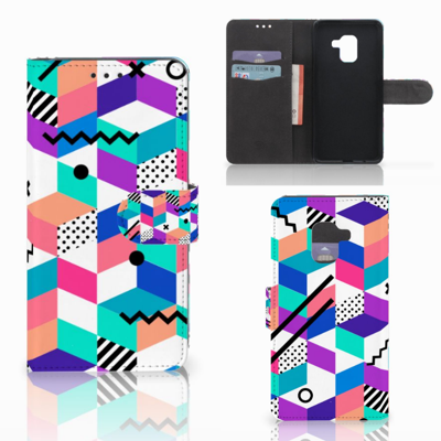 Samsung Galaxy A8 2018 Book Case Blokken Kleurrijk Samsung Galaxy A8 2018 Book Case Blokken Kleurrijk