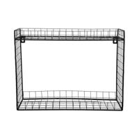 Present Time Wandrek Reja - Zwart - 15x40x30cm - Vierkant - Staal - Rek voor aan de muur - Rekje - Ophangrek