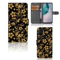 OnePlus Nord N10 Hoesje Gouden Bloemen - thumbnail