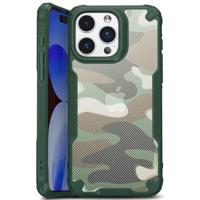 iPhone 15 Plus Anti-Shock Hybride Hoesje - Camouflage - Groen - thumbnail