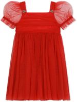 Dolce & Gabbana Kids robe en tulle à manches bouffantes - Rouge