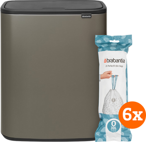 Brabantia Bo Touch Bin 2 x 30 Liter Platinum + Vuilniszakken (120 stuks)