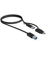 RaidSonic Kabel ICY BOX USB-B naar USB-A & USB-C 1m zwart