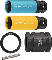 Hazet Krachtdoppenset | 903SLG6/5 | 5 stuks | 1/2 inch + 3/4 inch | zeskant | adapter | borgring | pin - 4000820624 - thumbnail