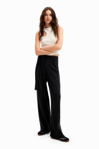 Gebreide Wide leg broek - BLACK - S