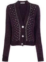 Alessandra Rich cardigan à ornements en cristal - Violet - thumbnail