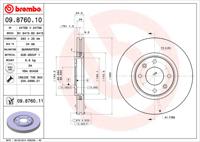 Remschijf BREMBO, Remschijftype: Binnen geventileerd, u.a. für Peugeot, Opel