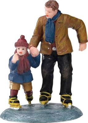 Dickensville kerstfiguur Vader met zoon 6 cm