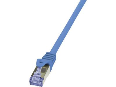 LogiLink CQ3016S RJ45 Netwerkkabel, patchkabel CAT 6A S/FTP 0.25 m Blauw Vlambestendig, Snagless 1 stuk(s)