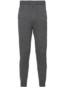 Prada pantalon en cachemire à logo brodé - Gris