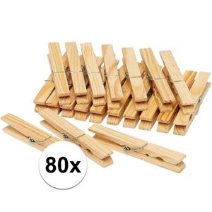 Houten wasknijpers 80 stuks   -