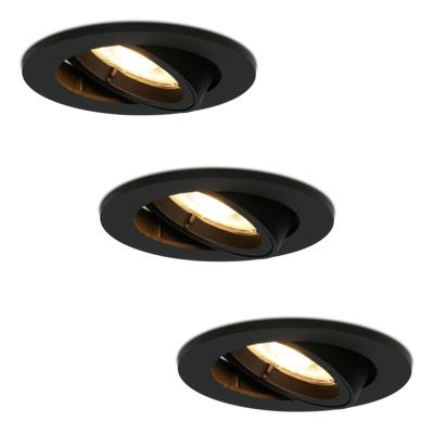 Set van 3 Oslo LED inbouwspots - 4 Watt 345 lumen - 2700K Warm wit - GU10 - Dimbaar - Rond - Kantelbaar - IP20 voor binnen - Zwart Set van 3 Oslo LED inbouwspots - 4 Watt 345 lumen - 2700K Warm wit - GU10 - Dimbaar - Rond - Kantelbaar - IP20 voor binnen - Zwart