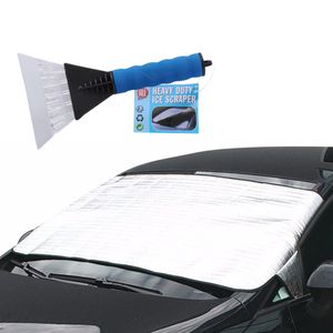 Auto anti bevriezing/vorst deken 85 x 180 cm met ijskrabber blauw 13cm