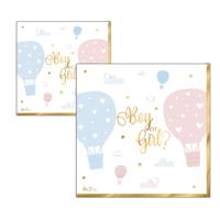 Feestservetten - 32x - geboorte - gender reveal - 3 laags - 33 x 33 cm - thumbnail