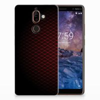 Nokia 7 Plus TPU bumper Geruit Rood - thumbnail