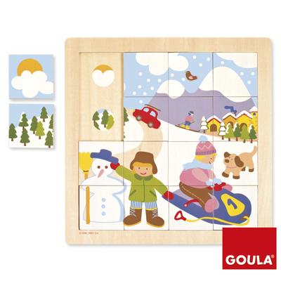 Goula puzzel winter hout 16 stukjes Goula puzzel winter hout 16 stukjes