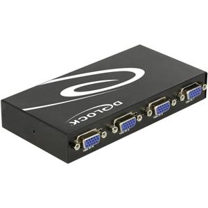 Delock 87635 VGA-switch 4 poorten Bidirectioneel bruikbaar, Met metalen behuizing 1920 x 1440 Pixel