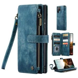 Caseme C30 Multifunctioneel Samsung Galaxy S22 Ultra 5G Portemonnee Hoesje - Blauw