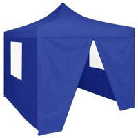 Partytent met 4 zijwanden inklapbaar 2x2 m staal blauw - thumbnail